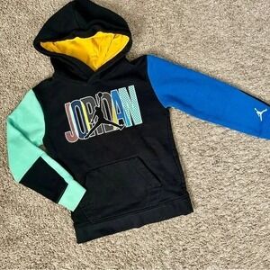 Jordan I Kids Color Block Hoodie I Black Yellow Blue Mint Pullover Jumpman Logo